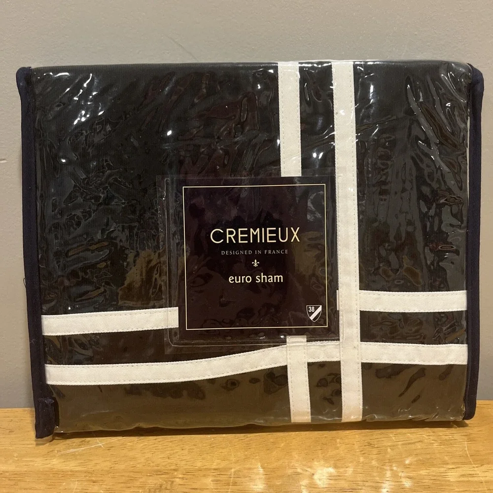 Cremieux Black White Striped One (1)‎ Euro Sham 26x26 100% Cotton